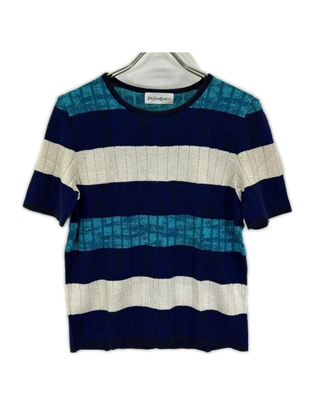 Saint Laurent Blue Short Sleeve Knit Sweater